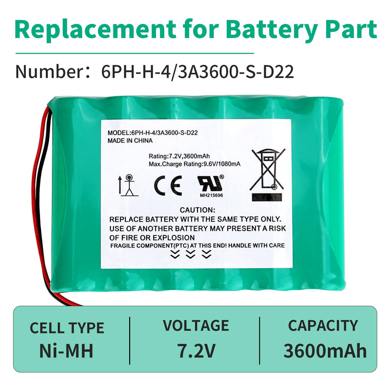 3600mAh 7.2v Ni-MH Replacement Battery for DSC 6PH-H-4/3A3600-S-D22 ADT DSC IMPASSA 9057 SCW9055 SCW9057 BH7236-SS 17000145 17000152 Wireless Home Security System