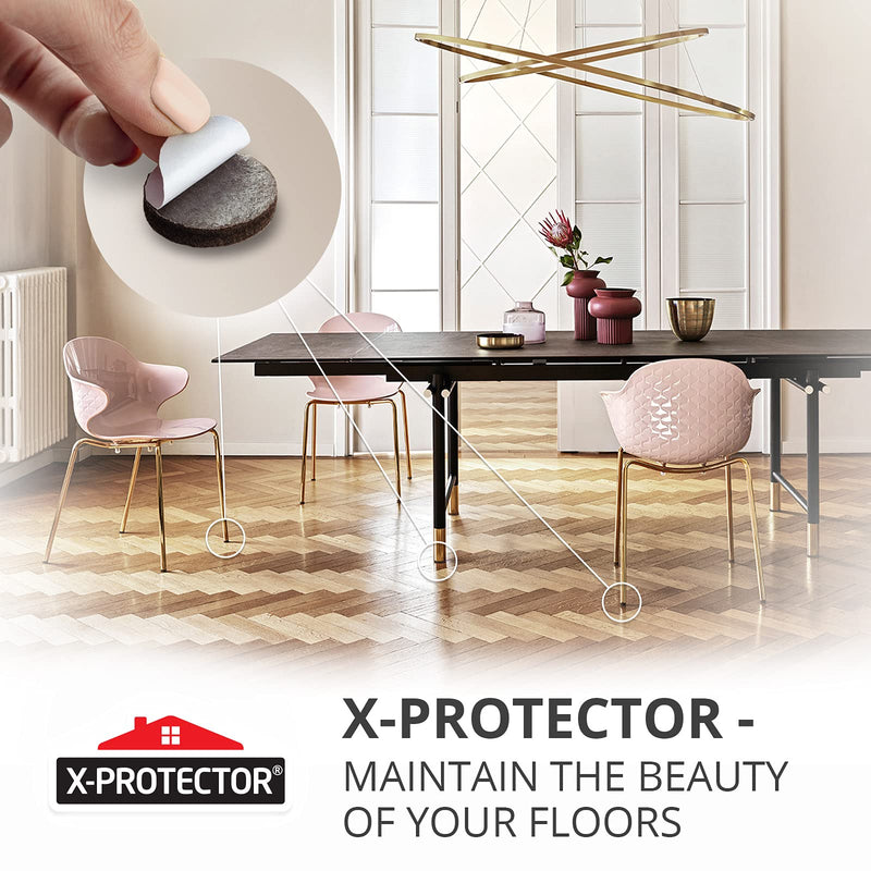 X-PROTECTOR Felt Furniture Pads - 56 PCS 3/4" - Felt Pads Floor Protectors - Chair Felt Pads - Felt Pads for Furniture Feet - Furniture Pads for Hardwood Floors - Protect Your Floors! (Brown, Round) 3/4" 56 Brown, Round