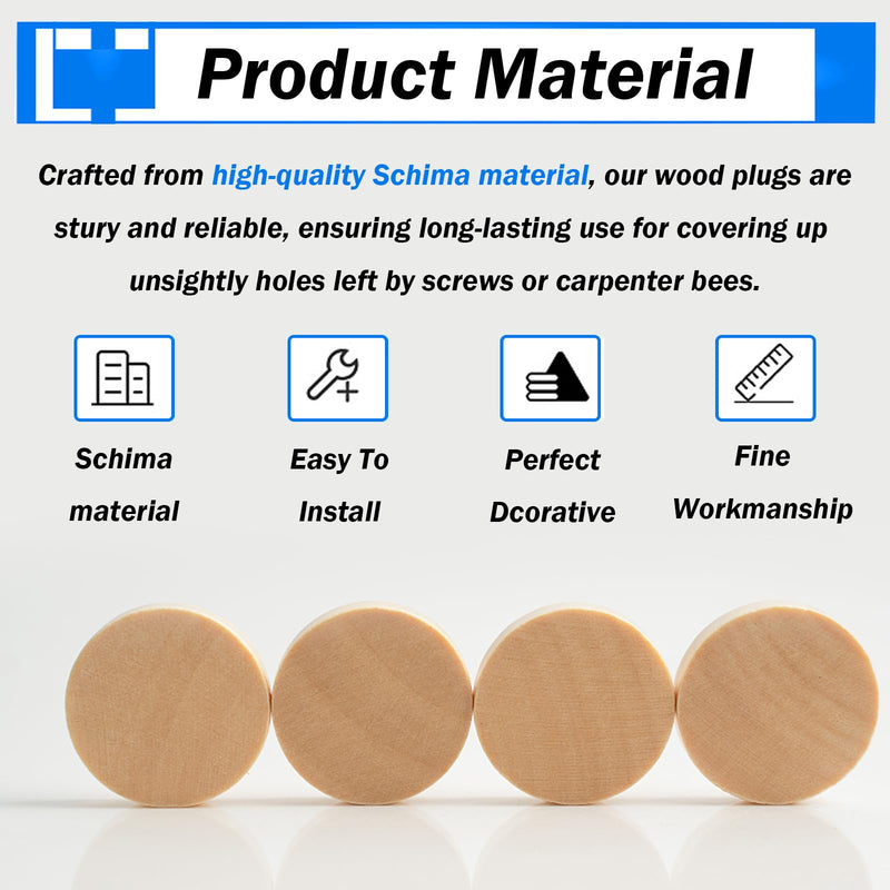 smseace 150Pcs 4-Sizes Wood Plugs 3/16" 5/16"，3/8"，1/2" Wooden Hole Plugs for Holes in Furniture/Table and Chair Legs/Cabinet Reserved Holes/Outdoor Equipment Wood Plugs Assortment Kit Round Wood Plugs