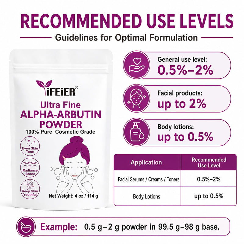100% Pure Alpha Arbutin Powder for Skin 4 oz (114g), Nano-Grade Ultra-Fine Powder for excellent water solubility, Cosmetic Grade α-Arbutin for DIY Skin Care Formulations 4oz (114g)