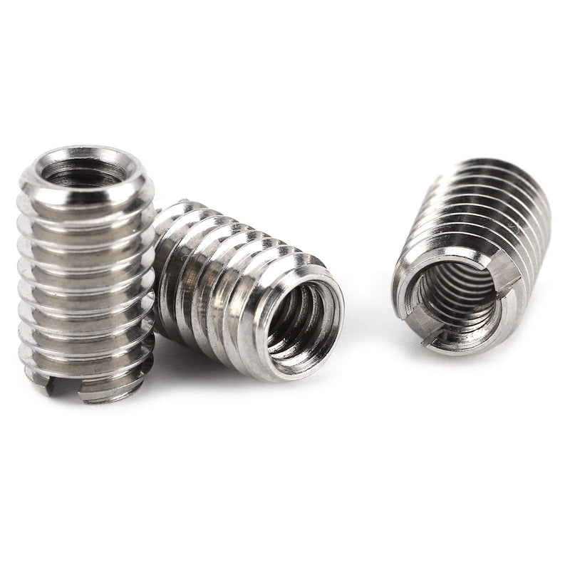10pcs Threaded Insert for Hard-Wood,Female M4x0.7 Male M6x1.0 Stainless Steel Thread Inserts Installation Tool for Furniture, Cabinets, Displays, and More. M4*0.7–M6*1.0(Length 10mm)