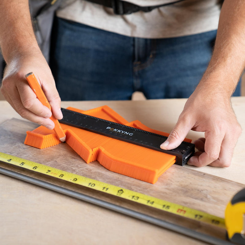 Contour Gauge Tool With Lock (10 Inches) - Contour Ruler Marking Tool - Super Gauge Shape and Outline Tool - Profile Gauge - Corner Measuring Tool for Odd Shapes - Woodworking Gifts for Men 10 Inch