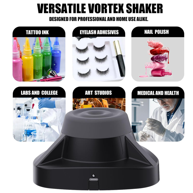 Mini Vortex Mixer 10000 RPM, Compact Portable Lab Vortex Shaker with Non-Slip Base, One-Touch Operation Tattoo Ink Paint Mixer for Tattoo Ink, Lab Reagents, Nail Polish, Eyelash Adhesive Black