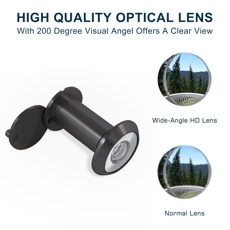 Door viewer, Peephole for Door, Door Peephole with Cover,Security Peephole with Rotating Cover, Wide Angel Peephole, Door viewer Adjustable for 1.38-2.17in with Drill bit (Black) 1.38-2.17inch Black