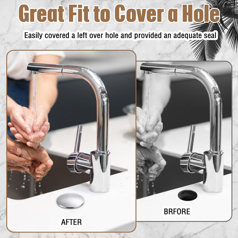 LEIFIDE 2 Pcs 2 Inch Kitchen Sink Hole Cover Faucet Hole Cover Stainless Steel Kitchen Sink Tap Plate Stopper Blanking Metal Plug(Brushed Stainless Steel) Brushed Stainless Steel - NewNest Australia