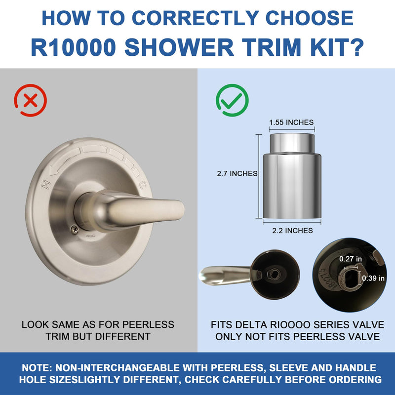 Replacement for D Faucet 13 Series Single-Function Shower Valve Trim Kit, Shower Handle, Chrome Shower Trim Kit T13020 (Cartridge and Valve Not Included) Without Cartridge