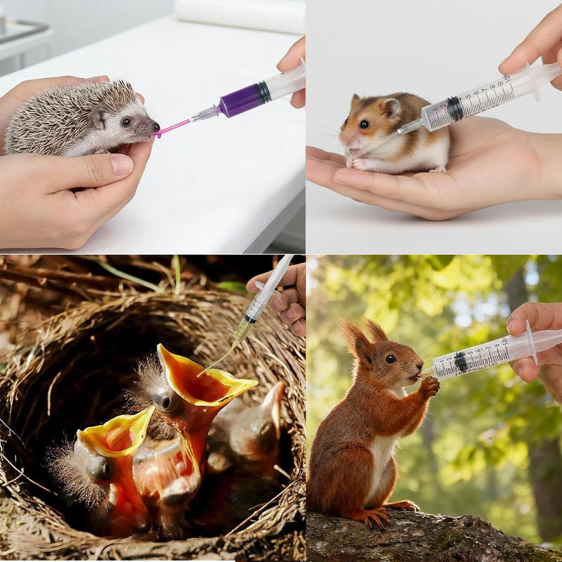 3 Set Bird Feeding Syringe Set with Soft Tubes, Pet Parrot Milk Feeding Syringe, Kitten Puppy Feeder Measuring Tools for Parrot,Dog, Cat, Small Animals (1ml+5ml+10ml)