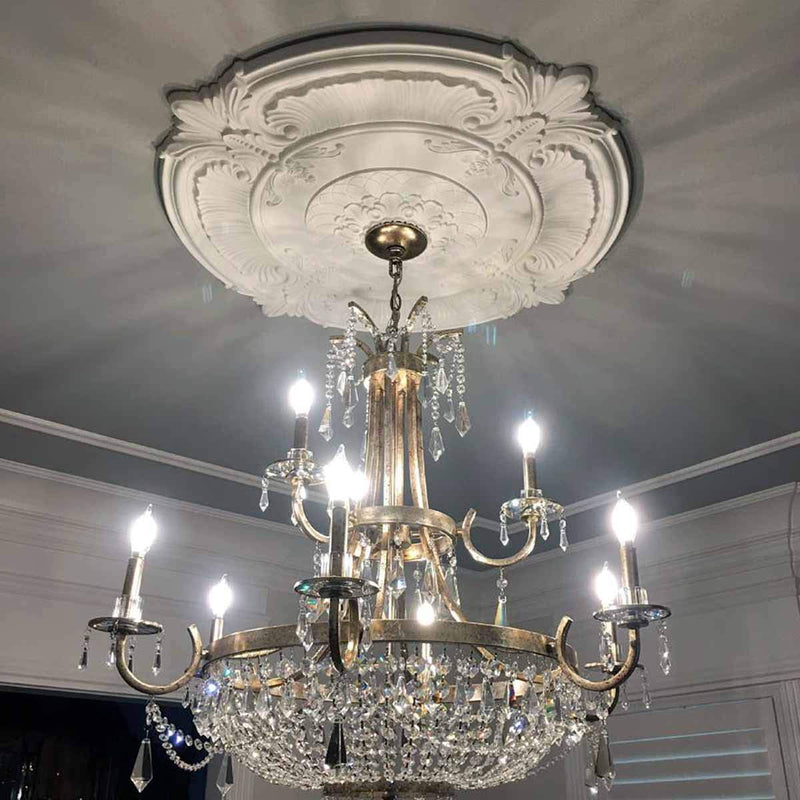 12 1/4"OD x 7 1/2"ID x 7/8"P Ribbon with Bow Ceiling Medallion (Fits Canopies up to 7 1/2"), Hand-Painted Pharaoh's Gold Pharaoh's Gold (Metallic Series)