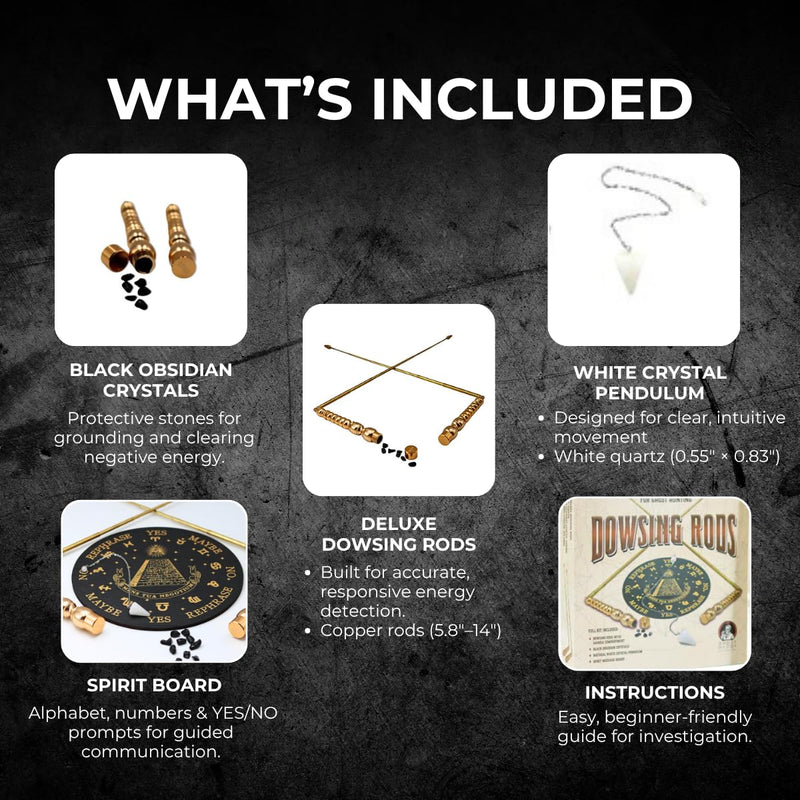 Ghost Daddy Dowsing Rod Kit – Copper Rods, Pendulum, Spirit Board for Paranormal Investigation
