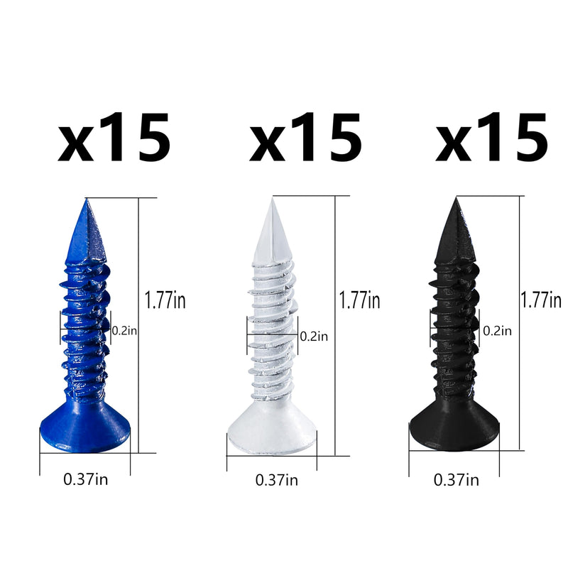 Wensilon(105 PCS) 3/16" Concrete Screw Anchor Kit Blue/Black/White Flat Head for Anchoring to Masonry, Block or Brick Stucco 3/16”