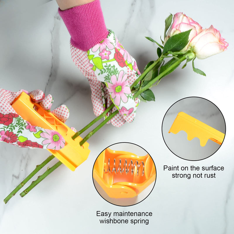 5PCS Rose Thorn Tools Rose Leaf Thorn Strippers with a Rose Pruning Shears and Garden Rose Gloves Pink1 Style-pink