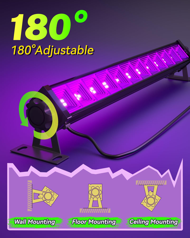 2 Pack 42W LED Black Light Bar, Blacklight with 6FT Cord+Switch+Plug, Glow in The Dark Black Lights Party Supplies for Halloween Decorations, Fluorescent Poster, Body Paint, Classroom, Bedroom 2