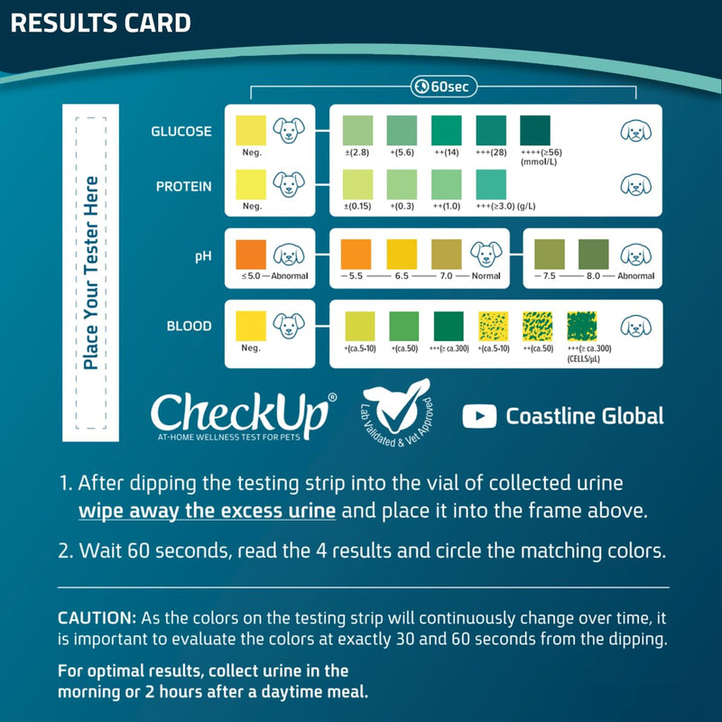 CheckUp Kit at Home Wellness Test for Dogs | Telescopic Pole, Detachable Cup & 2 Test Strips | Detects 4 Most Common Pet Health Indicators - Glucose, Protein, pH and Blood in Urine | 2 Strips 4 Parameters Strips - PawsPlanet Australia