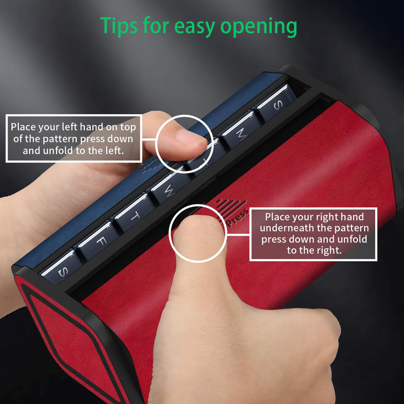 Pill Organizer 2 Times a Day, Am Pm Twice Daily Pill Case, Detachable Large Travel Pill Box 7 Day, Weekly Pill Container for Vitamin Medicine Supplement Fish Oil (Red and Blue) Red and Blue