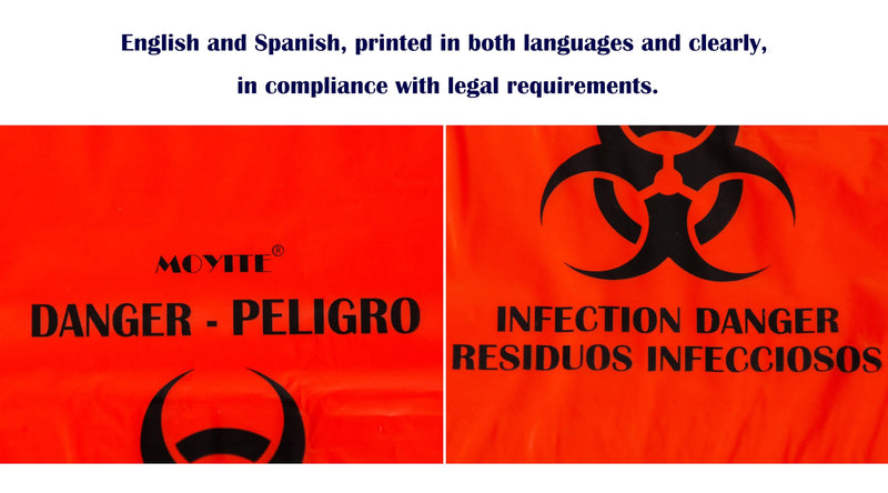 Biohazard Bags Small with Strong Adhesive Strip for Lab,Tattoo Parlors, Clinics and Home,Rip Proof,1.57 Mil,50 Count 50