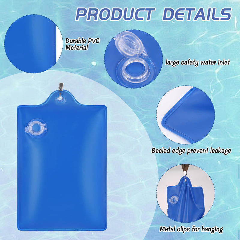 12 Pcs Boat Cover Weights with Holder Clips, Thick PVC Marine Grade Weights Water Bags for Boat Mooring Above Ground Swimming Pool Car RV Cover