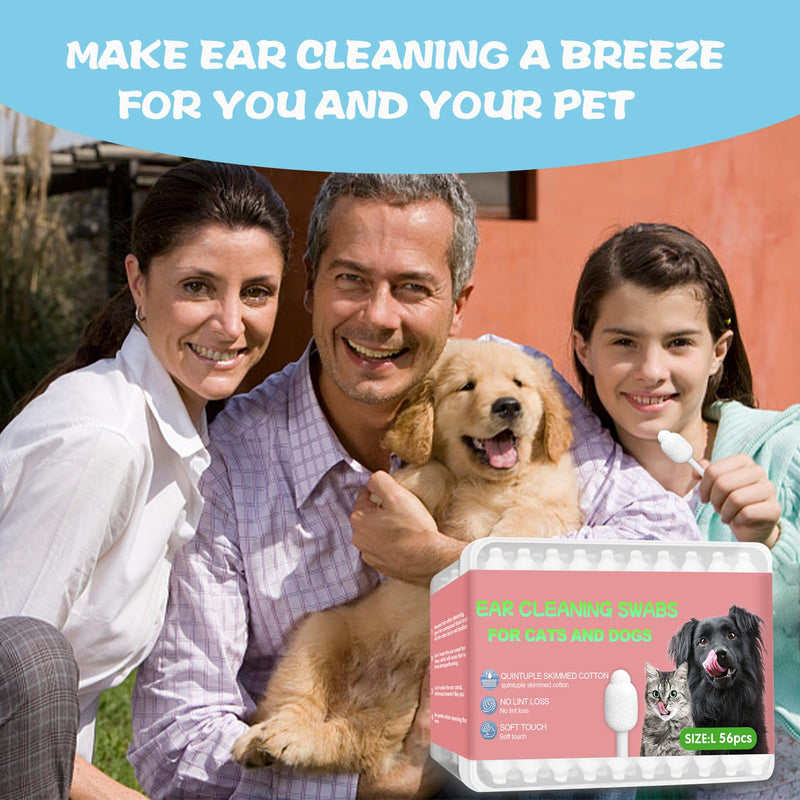 Dog ear cleaner, Dog ear infection treatment,Gourd-shaped cotton swabs designed specifically for cats and dogs, Reducing the risk of injuring the ear canal, for a safer and more reassuring use. - PawsPlanet Australia