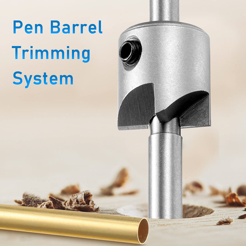 7 Piece Pencil Trimmer Kit Pencil Trimmer System Milling Cutter Set 7mm 8mm 3/8 Inch 10mm Cutter Shaft, Cutting Head Socket Adapter Hex Wrench for Woodworking Pen Kit Preparation