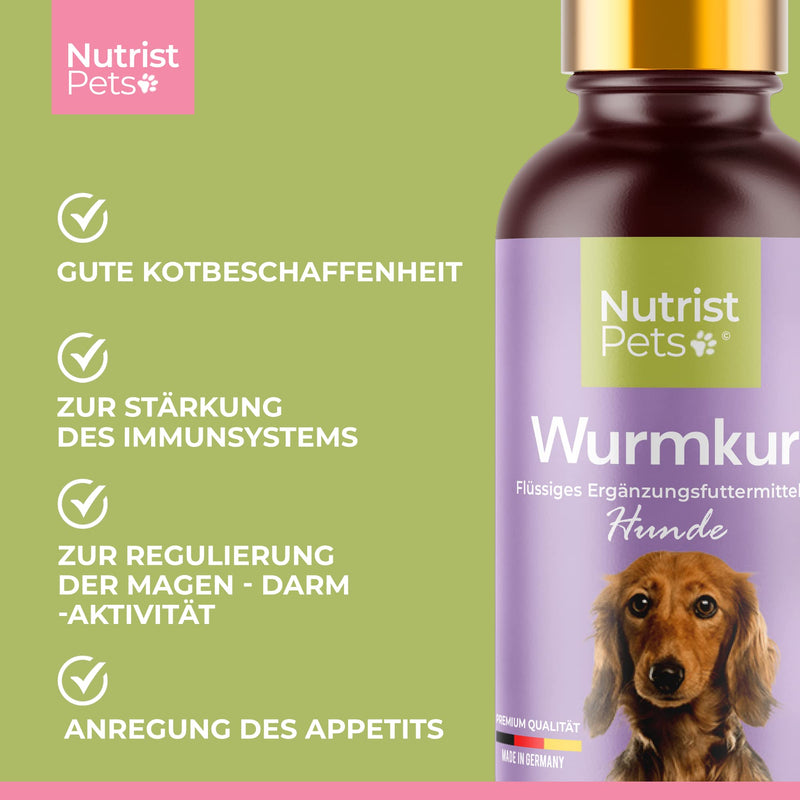 nutrist New: Natural worm treatment alternative - Vegan liquid made from herbs for the stomach and intestines in case of worm infestation - Perfect as a worm treatment for dogs - Ideal for deworming - 50ml - PawsPlanet Australia