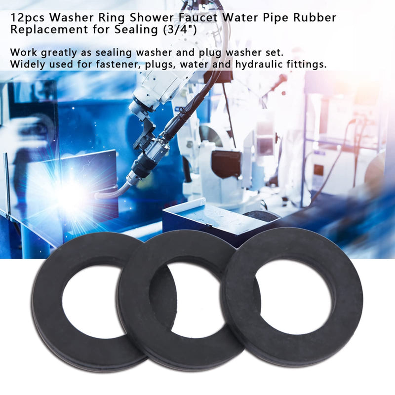 Washer Ring, 12PCS Rubber O Ring, Water Pipe Hose Washers, Washers Seals Gasket for 3/4 Inch Faucet Water Pipe Replacement(3/4")