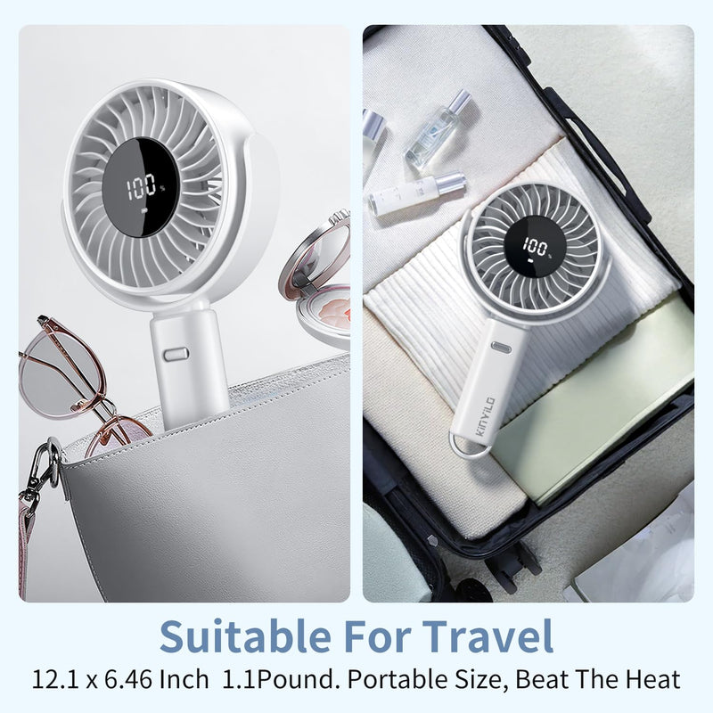 6-Inch Large Handheld Fan, 6000mAh Battery Portable Fan with 100 Speed Levels, Strong Airflow Personal Fan, 5-30 Hours Working Time, 135° Foldable for Travel, Outdoor, Office (Beige) Beige