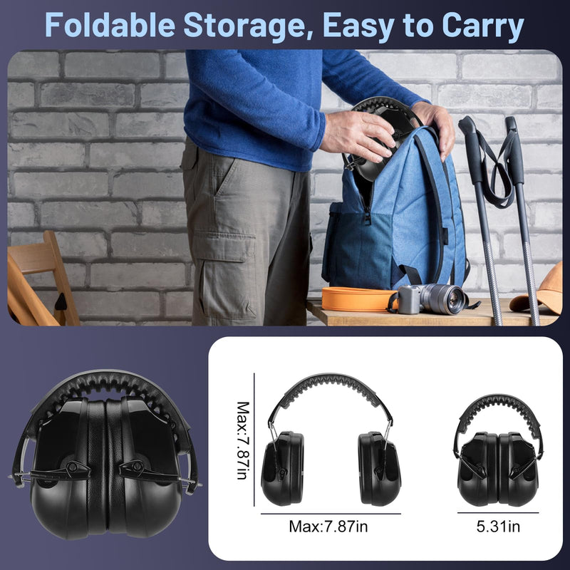 2 Pack 34dB Noise Canceling Headphones For Shooting, Hearing Protection Earmuffs, Ear Protection Headphones, Thickened Headband Ear Muffs For Noise Reduction For Shooting, Construction,Mowing Black+black