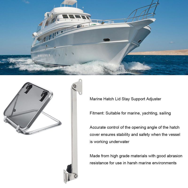 Diydeg Hatch Lid Stay, 10in to 18in Support and Adjuster, 316 Stainless Steel Hatch Adjuster for Boat Hatch Window Adjuster Support Rod, RV Yachts, Marine Hatch Lid Holder Adjuster
