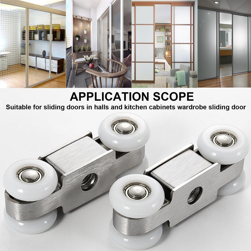 2pcs 4-Wheel Stainless Stee Hanging Wheel Suitable fo Sliding Doors in Halls and Kitchen cabinets wadrobe Sliding Door