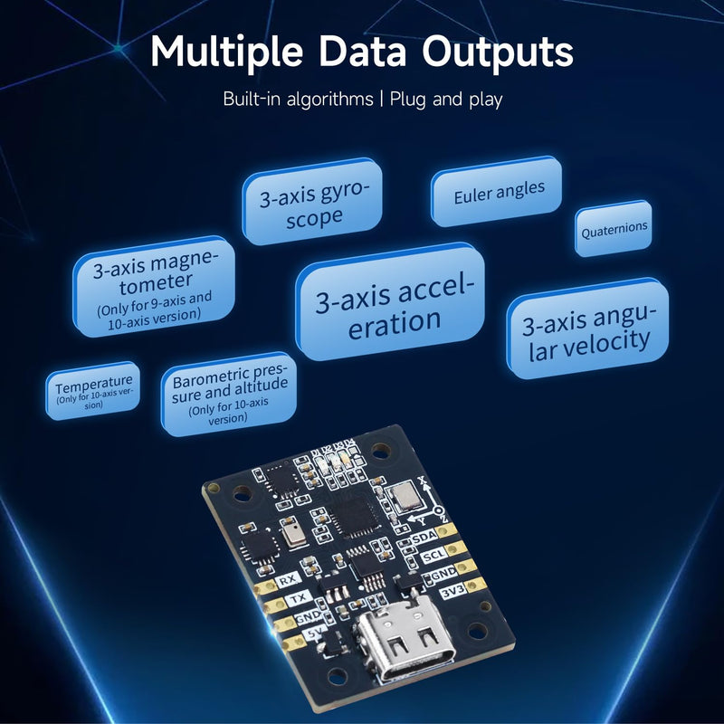 Yahboom 9-axis Module Accelerometer,Gyroscope,Magnetometer,Digital Motion Processor,AHRS Algorithm,Pitch, Roll Yaw Angle Data,Suitable for Drone Robot Orientation