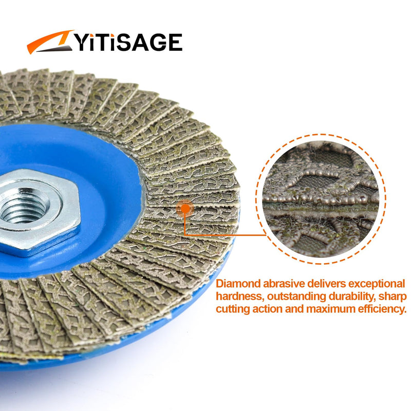 4.5" Diamond Flap Disc,Plastic Back Grinding Wheel for Marble,Ceramics,Sander Tile,Stone,Glass,Concrete(Grit 60-1pc) grit 60