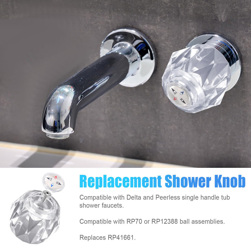 Shower Faucet Handle Replacement, Shower Knob Replacement Kit Hot and Cold Shower Handles Bathroom Faucet Knobs Replacement Bathtub Knobs for Delta Peerless