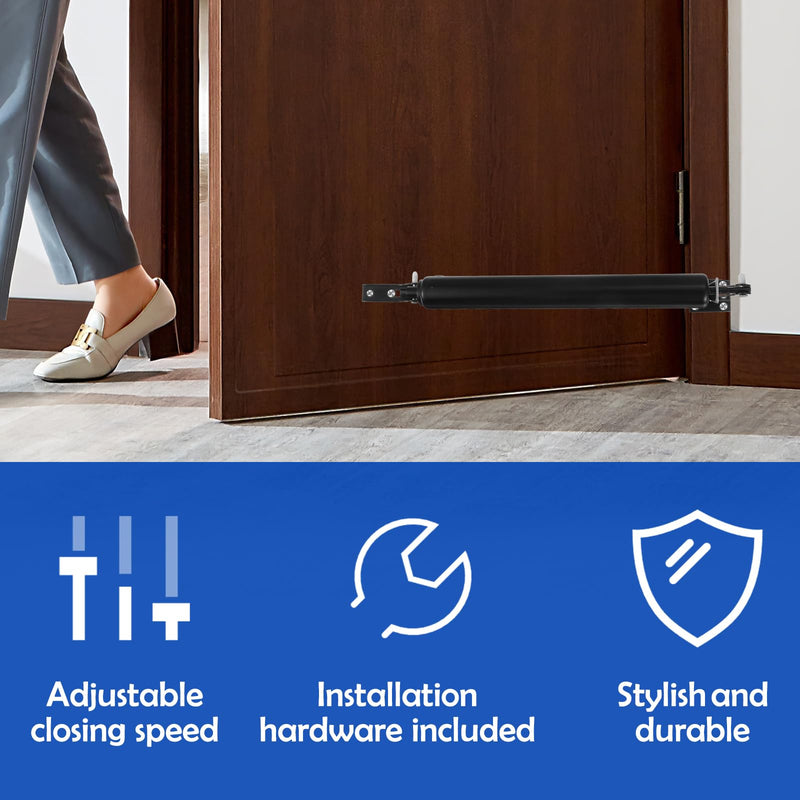 2 Set Heavy Duty Screen Door Closers, Durable Screen Door Shock Replacement System, Rust-Proof Black Aluminum Alloy Easy to Installation(Black)