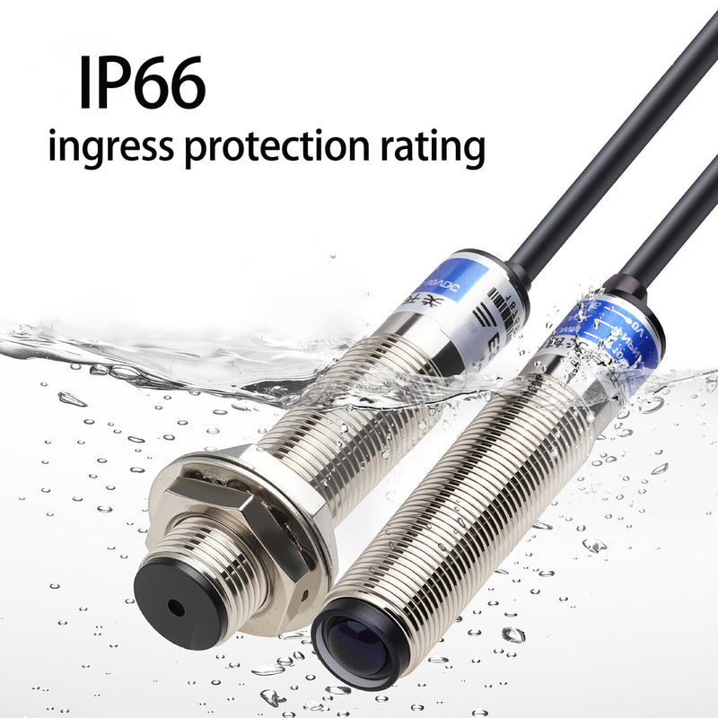 1 Pair Photoelectric Switch 0-20M Through-Beam Infrared Ray Sensor | PNP 6-36V DC IP66 Weatherproof with Mounting Bracket for Garage Door Outdoor Gate Industrial Automation PNP Output