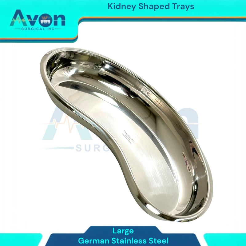 Set of 3 - Kidney Trays Small, Medium, Large - Kidney Shaped Emesis Basin, Dental Lab Instrument Trays, Reusable Metal Kidney Dish, for Soiled Dressings, Instruments, Supplies