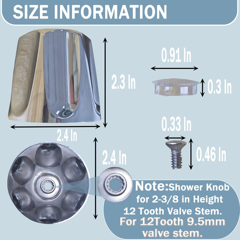 3 Piece Shower Knob Replacement Set,12 Tooth Broach Stem,Replacement Compatible with Price/Pfister Verve Tub Shower - Hot/Cold/Diverter Handles,Easy to Replace and Maintain,Durable Metal Material 1