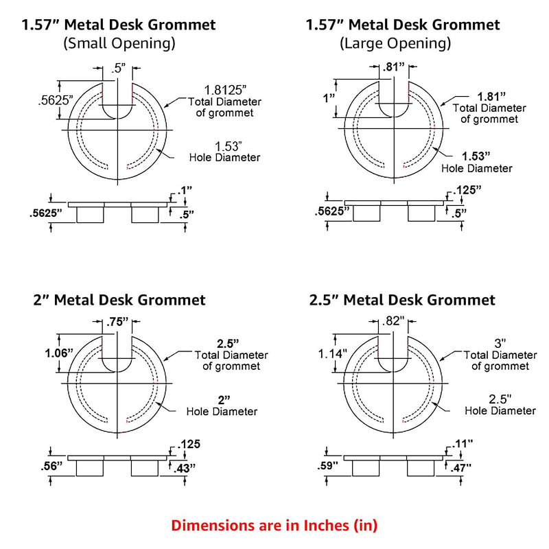 Electriduct 1.57" Metal Desk Grommet 40mm Cable Hole Cover Wire Cord Organizer | Brushed Brass 1.57 Inch (Small Opening)