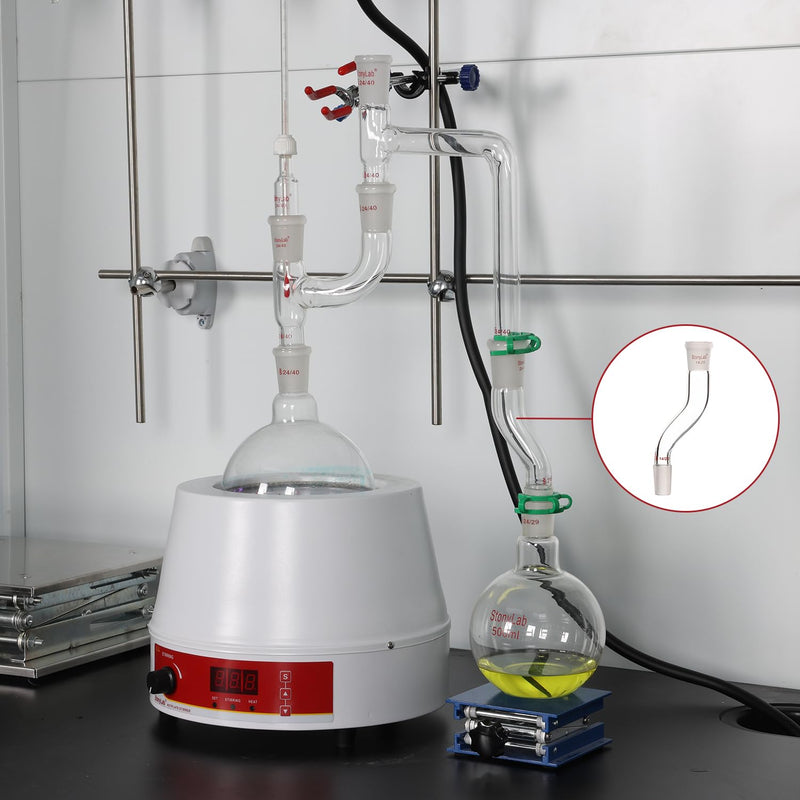 stonylab Borosilicate Glass Connecting Adapter, Two 14/20 Joints Offset Adapter, for Laboratory Distillation 14/20 Joint