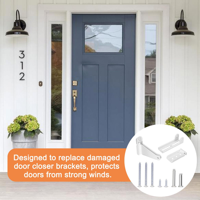 Storm Door Closer Bracket, Reinforced Repair Jamb Bracket Compatible with Andersen Emco, Larson, Pella, 40201 Door Repair Kit, Protecting Doors from Damage from Strong Winds (White) White