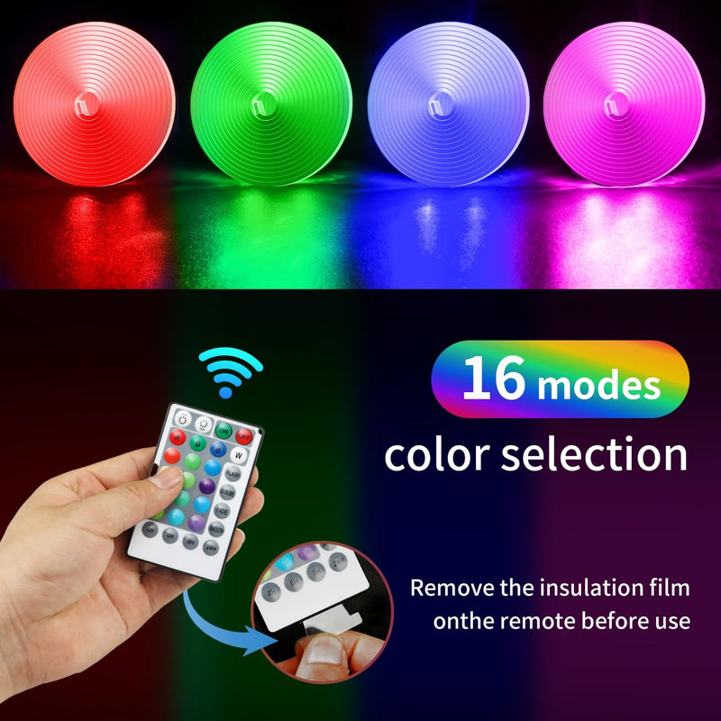 Battery Powered Led Kayak Lights, RGB Color Changing Paddleboard SUP Canoes Lights, IP68 Waterproof Marine Submersible Boat Light Strip with Remote, Marine Boat Interior Light, 2 Pack