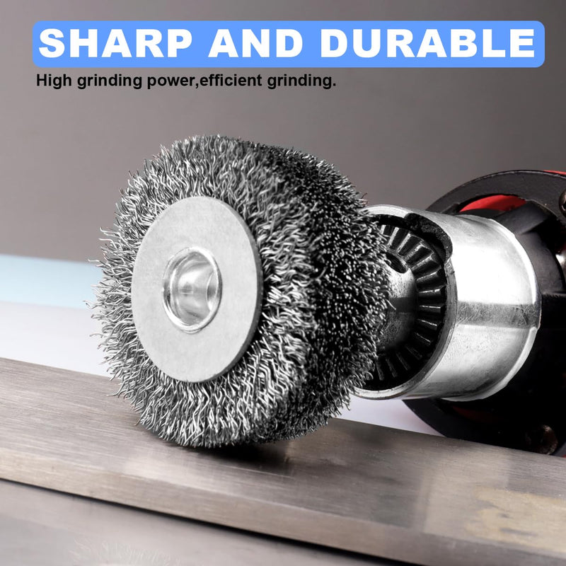 2 Pack 2 Inch Wire Brush Wheel for Drill, 0.0118" Coarse Crimped Carbon Steel Wire,1/4 Inch Round Shank, Wire Brush Drill Attachments,Heavy Duty Wire Brush for Rust,Corrosion,Paint Removal