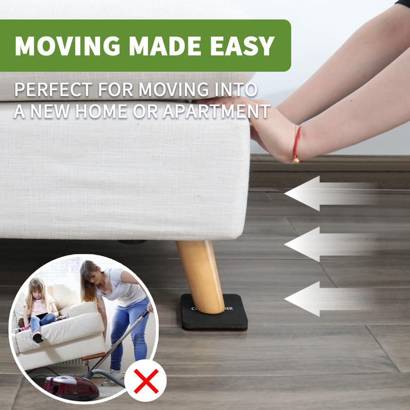 Felt Furniture Sliders for Hardwood Floors 8 PCS - 3 1/2 inch Square Furniture Moving Slider – Heavy Duty Felt Movers Sliders Chair Legs Floors Protectors (for Hardwood Floors)-Brown 8 PCS 3 1/2'' Brown