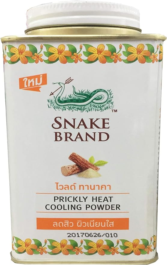 Prickly Heat Cooling Fresh Refreshing Body Powder Skin Moisture Snake Brand Wild Thanaka Soft Smooth 4.9 oz (140 g) Refreshing Heat Cooling Fresh Refresh Body Powder Skin Moisture Snake Brand Wild Tanaka Soft Smooth 140g - NewNest Australia