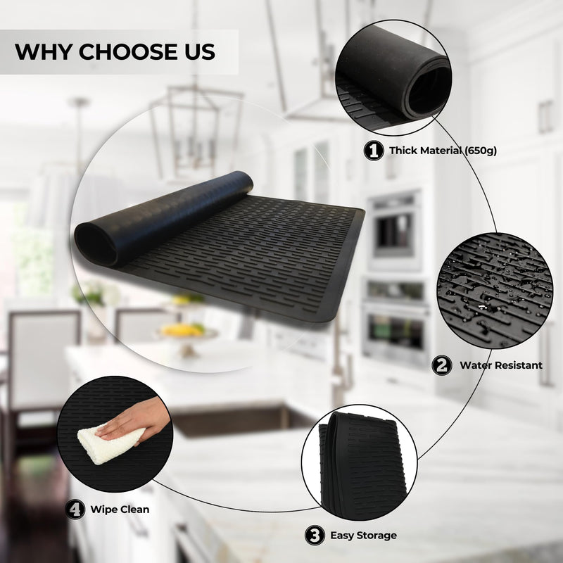 Stove Top Covers for Electric Stove (28'' x 20''),Glass Stove Top Cover, Heat Resistant Mat up to 450°F, Flat Electric Stove Top Cover, Dish Drying Mat (Ridged Black) Ridged Black