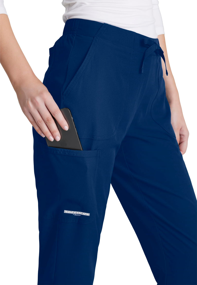 BARCO Skechers Vitality Charge Scrub Pant for Women - Mid-Rise Medical Pant, 4-Way Stretch Women's Scrub Pant Small Navy