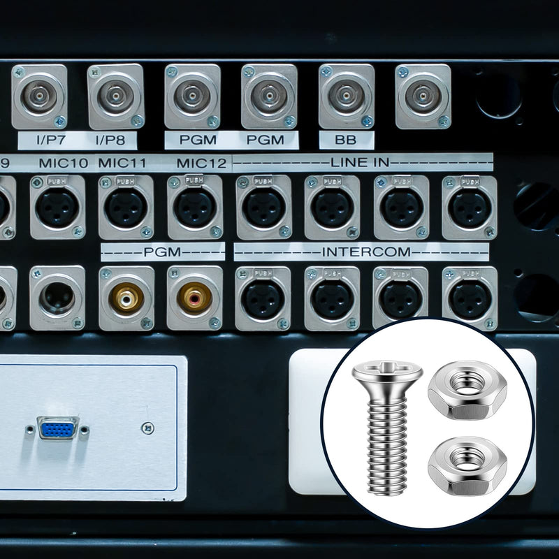50 Pieces D Series Panel Screws and Nut Kit Panel Mount Connector M2.5 x 8 mm Screw Stainless Steel Metal Screws Audio Server Rack Mounts for Attaching D Series Connectors to Panels