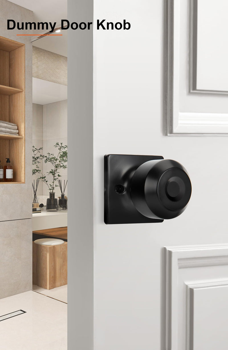 Haidms 6 Pieces Black Closet Door Knobs Dummy Door Knob, Individual Dummy Door Knob Single Side, Matte Black Interior Door Knobs