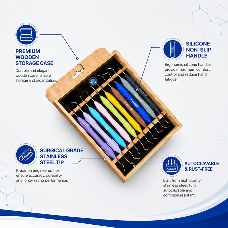 Dental Composite Placement Filling Instruments Tooth Restorations Silicon Handle Restoration Plugger/Spatula Burnisher Filling Condensers, Resin Tools Set