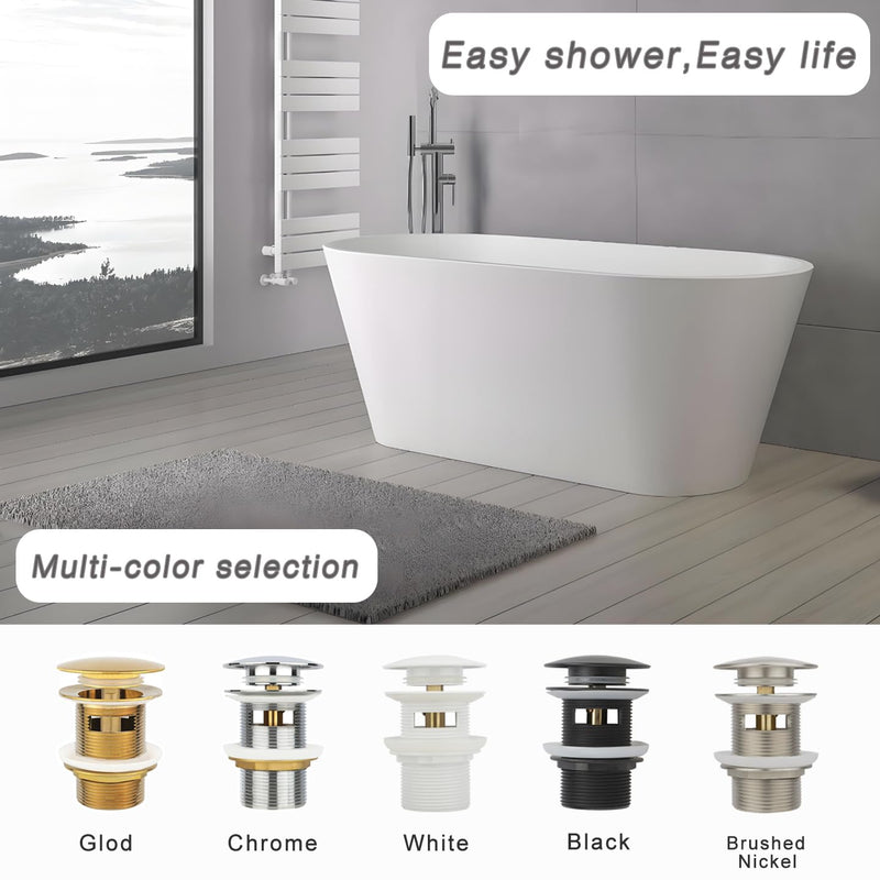 Tub Stopper Bathtub Drain, Brass Pop-up Freestanding Bathtub Drain Stopper, Fits Most Freestanding Tub Rough- in Kits (White) White