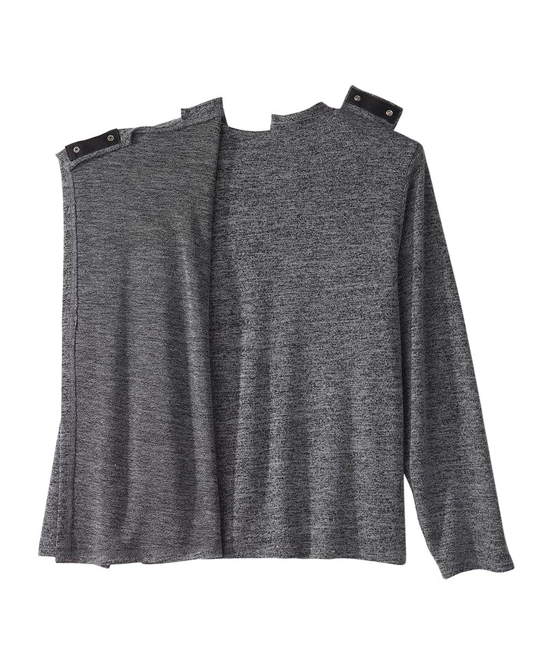 Silverts Women’s Adaptive Open Back Knit Button Top Assisted Dressing Easy Wear Long Sleeve Comfortable Stretch Top Small Charcoal Heather