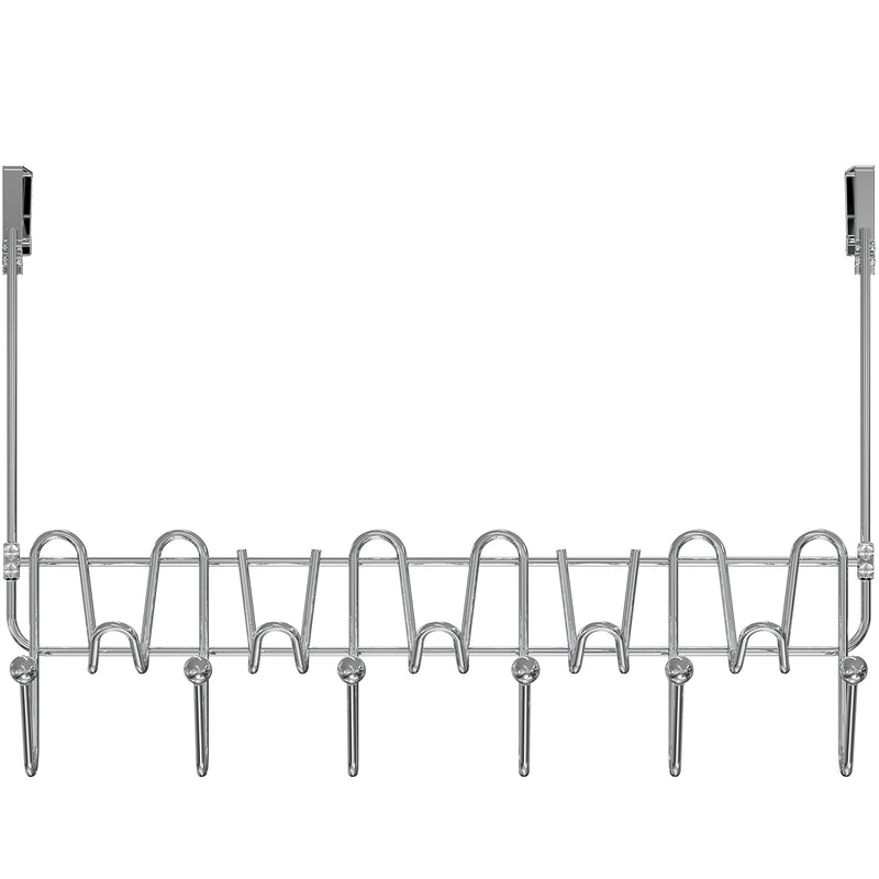 DecoBros Supreme Over The Door 11 Hook Organizer Rack, Chrome Finish